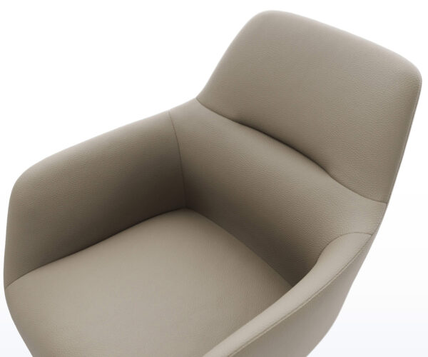 Otočná židle Pejo-Flex Pravá kůže Bláto Křížový rám široký černý 360° otočný Houpací funkce Kapesní pružinové jádro - Image 4