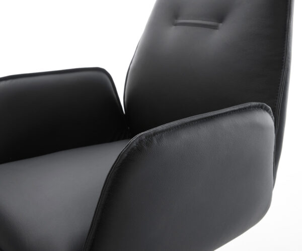 Otočná židle Zoa-Flex pravá kůže černá Křížový rám široký černý 360° otočný Houpací funkce Kapesní pružinové jádro - Image 4