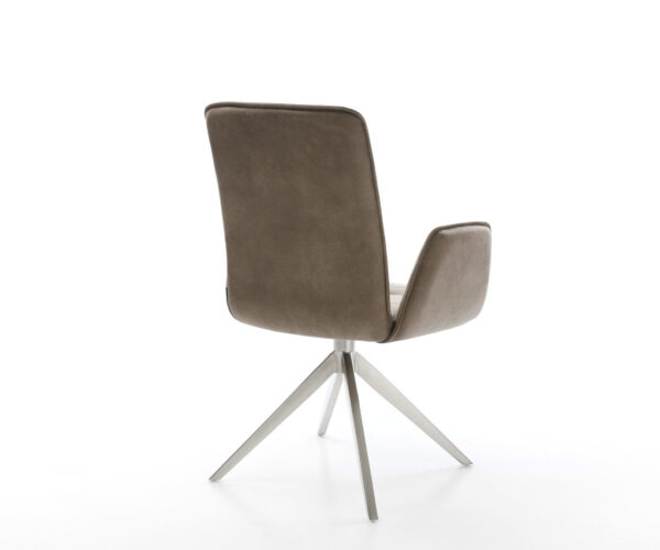 Otočná židle Vinja-Flex mikrovlákno taupe vintage křížový rám široký nerezový 360° otočná houpací funkce - Image 5