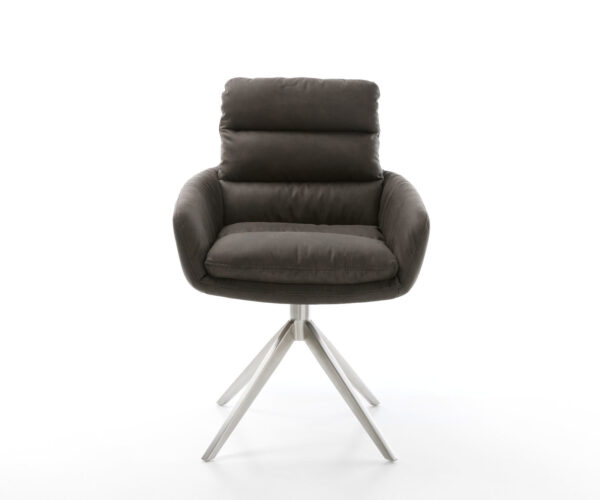 Otočná židle Abelia-Flex s područkami z mikrovlákna antracit vintage křížový rám široký nerezový 360° otočná houpací funkce - Image 2