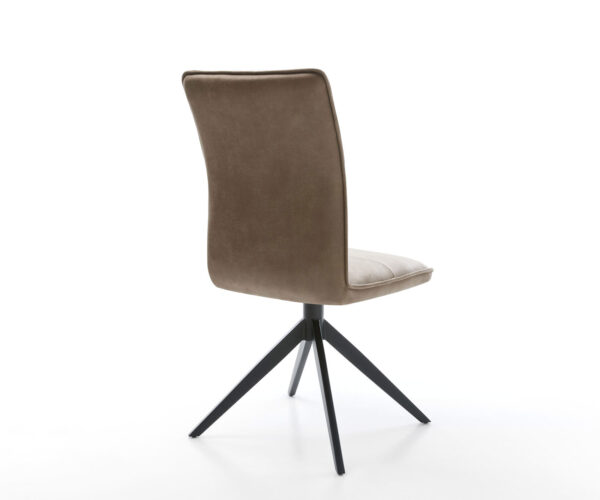 Otočná židle Maddy-Flex mikrovlákno taupe vintage křížový rám široký černý 360° otočná houpací funkce - Image 5
