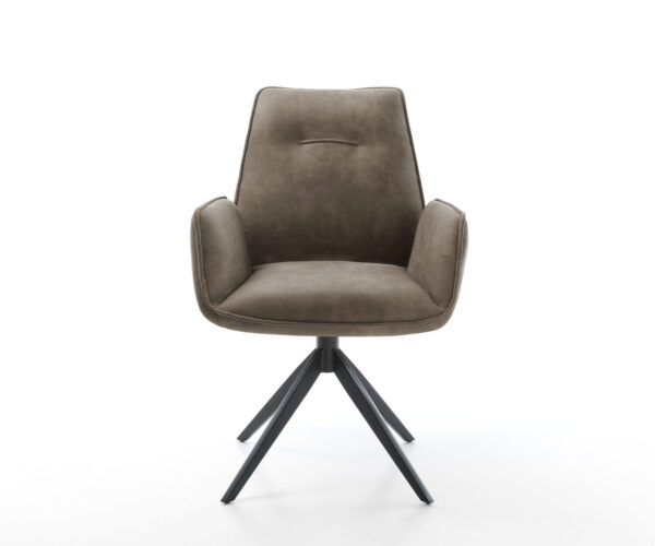 Otočná židle Zoa-Flex Mikrovlákno Taupe Vintage Křížový rám široký Černá Otočná o 360° Houpací funkce Jádro z kapesních pružin - Image 2