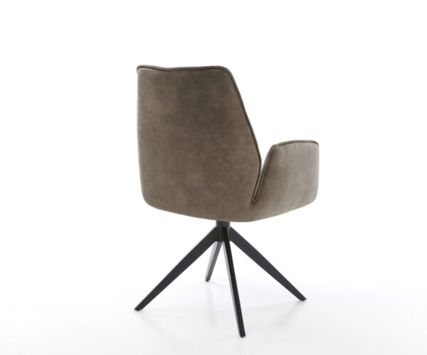 Otočná židle Zoa-Flex Mikrovlákno Taupe Vintage Křížový rám široký Černá Otočná o 360° Houpací funkce Jádro z kapesních pružin - Image 5