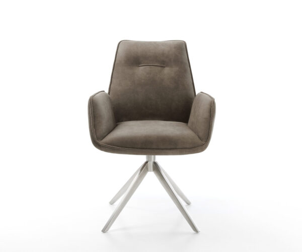 Otočná židle Zoa-Flex Mikrovlákno Taupe Vintage Křížový rám široký Nerezová ocel Otočná o 360° Houpací funkce Jádro z kapesních pružin - Image 2