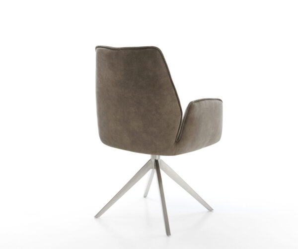 Otočná židle Zoa-Flex Mikrovlákno Taupe Vintage Křížový rám široký Nerezová ocel Otočná o 360° Houpací funkce Jádro z kapesních pružin - Image 5