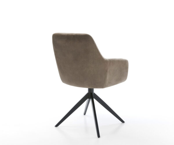 Otočná židle Pejo-Flex mikrovlákno taupe vintage křížový rám široký černý 360° otočná houpací funkce jádro z kapsových pružin - Image 5