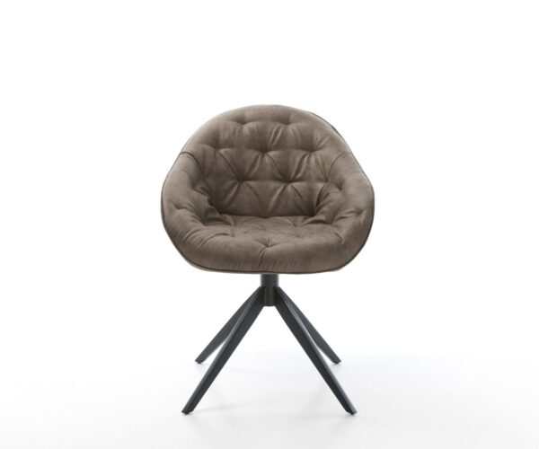Otočná židle Gaio-Flex mikrovlákno taupe vintage křížový rám široký černý 360° otočná houpací funkce - Image 2
