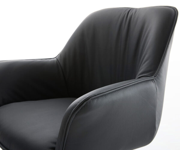 Otočná židle Keila-Flex s područkami pravá kůže černá Křížový rám široký černý 360° otočný Houpací funkce - Image 4