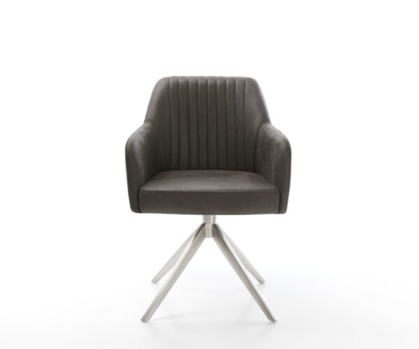 Otočná židle Greg-Flex mikrovlákno antracit vintage Křížový rám široký nerezový 360° otočný Houpací funkce Kapesní pružinové jádro - Image 2