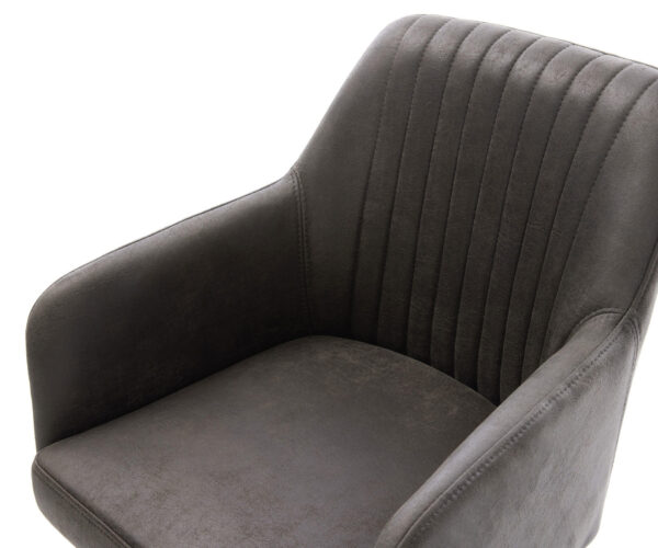 Otočná židle Greg-Flex mikrovlákno antracit vintage Křížový rám široký nerezový 360° otočný Houpací funkce Kapesní pružinové jádro - Image 4