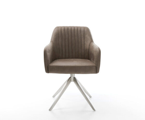 Otočná židle Greg-Flex Mikrovlákno Taupe Vintage Křížový rám široký Nerezová ocel Otočná o 360° Houpací funkce Jádro z kapesních pružin - Image 2