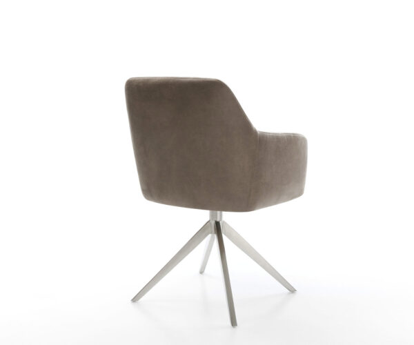 Otočná židle Greg-Flex Mikrovlákno Taupe Vintage Křížový rám široký Nerezová ocel Otočná o 360° Houpací funkce Jádro z kapesních pružin - Image 5