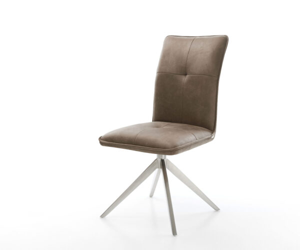 Otočná židle Maddy-Flex mikrovlákno taupe vintage křížový rám široký nerezový 360° otočná houpací funkce