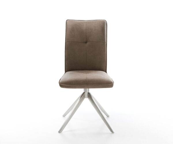 Otočná židle Maddy-Flex mikrovlákno taupe vintage křížový rám široký nerezový 360° otočná houpací funkce - Image 2