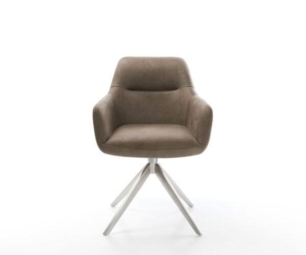 Otočná židle Pejo-Flex Mikrovlákno Taupe Vintage Křížový rám široký Nerezová ocel Otočná o 360° Houpací funkce Jádro z kapesních pružin - Image 2