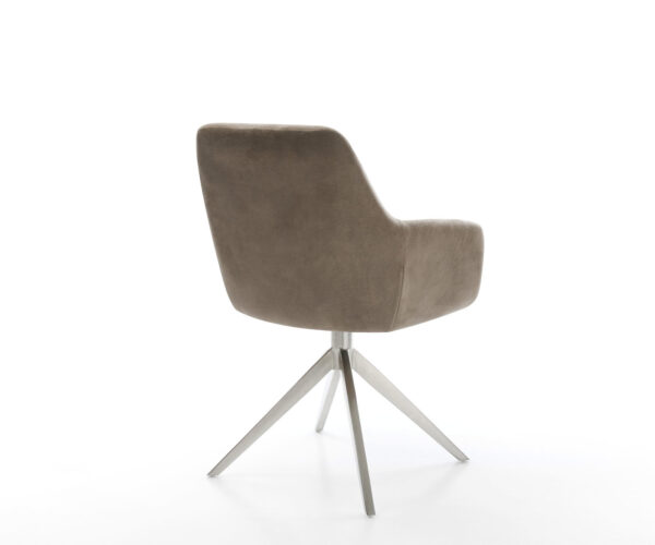 Otočná židle Pejo-Flex Mikrovlákno Taupe Vintage Křížový rám široký Nerezová ocel Otočná o 360° Houpací funkce Jádro z kapesních pružin - Image 5