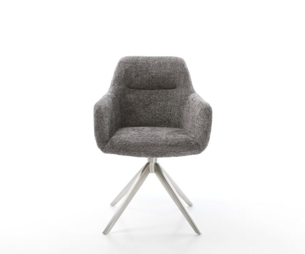 Otočná židle Pejo-Flex Bouclé Grey Křížový rám široký Nerezová ocel Otočná o 360° Houpací funkce Jádro z kapesních pružin - Image 2