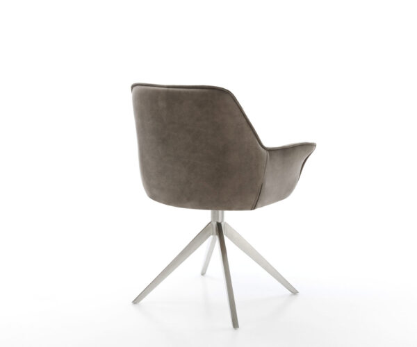 Otočná židle Kaira-Flex mikrovlákno taupe vintage křížový rám široký nerezový 360° otočná houpací funkce - Image 5