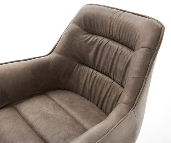 Otočná židle Kaira-Flex mikrovlákno taupe vintage křížový rám široký nerezový 360° otočná houpací funkce - Image 4
