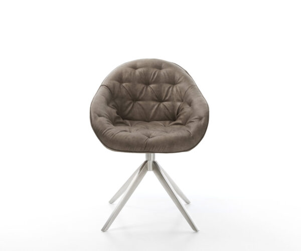 Otočná židle Gaio-Flex mikrovlákno taupe vintage křížový rám široký nerezový 360° otočná houpací funkce - Image 2
