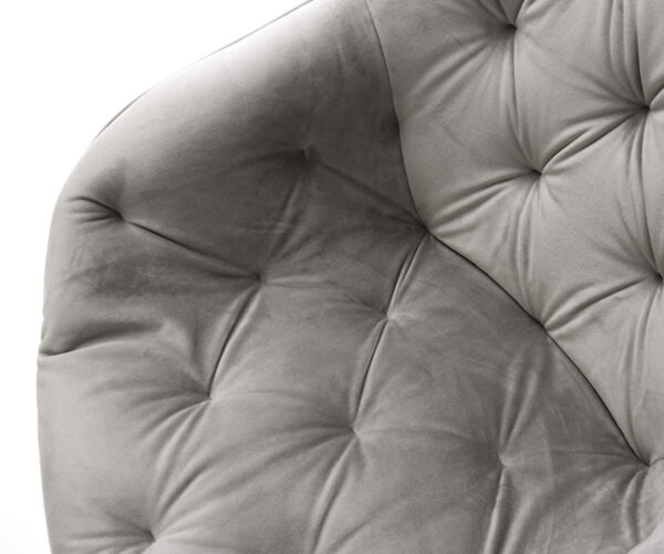 Otočná židle Gaio-Flex sametově šedá křížový rám široký nerezový 360° otočná houpací funkce - Image 4
