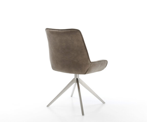 Otočná židle Taimi-Flex mikrovlákno taupe vintage křížový rám široký nerezový 360° otočná houpací funkce - Image 5