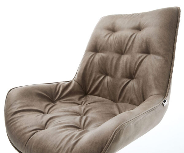Otočná židle Taimi-Flex mikrovlákno taupe vintage křížový rám široký nerezový 360° otočná houpací funkce - Image 4