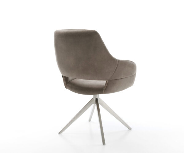 Otočná židle Yago-Flex s područkami Mikrovlákno Taupe Vintage Křížový rám široký Nerezová ocel Otočná o 360° Houpací funkce Kapesní pružinové jádro - Image 5