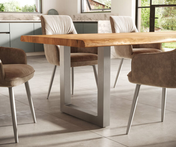 Jídelní stůl Edge 300x100 XL akácie přírodní nerezová ocel široká podnož - Image 6