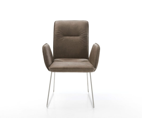 Jídelní židle Vinja-Flex taupe vintage tenká podnož nerezová ocel - Image 2