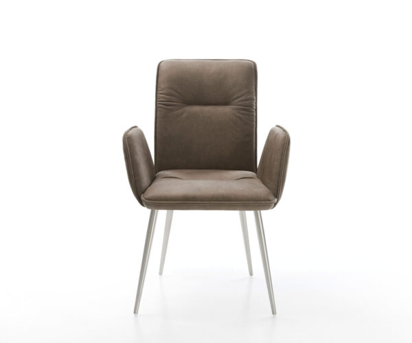 Jídelní židle Vinja-Flex taupe vintage zúžená podnož nerezová ocel - Image 2