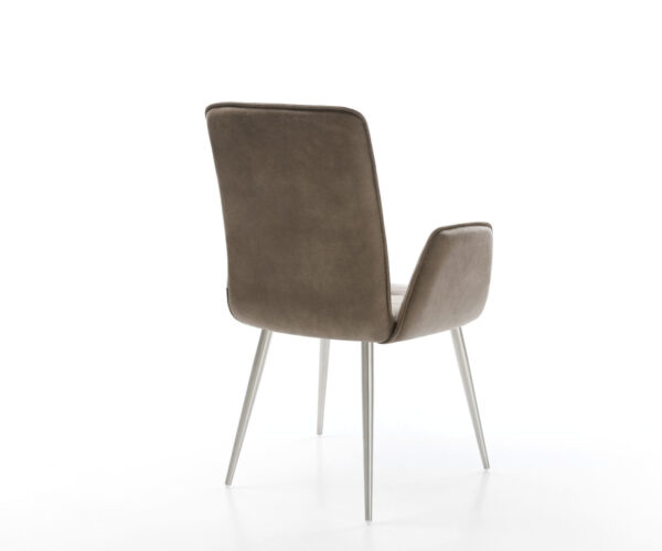 Jídelní židle Vinja-Flex taupe vintage zúžená podnož nerezová ocel - Image 5