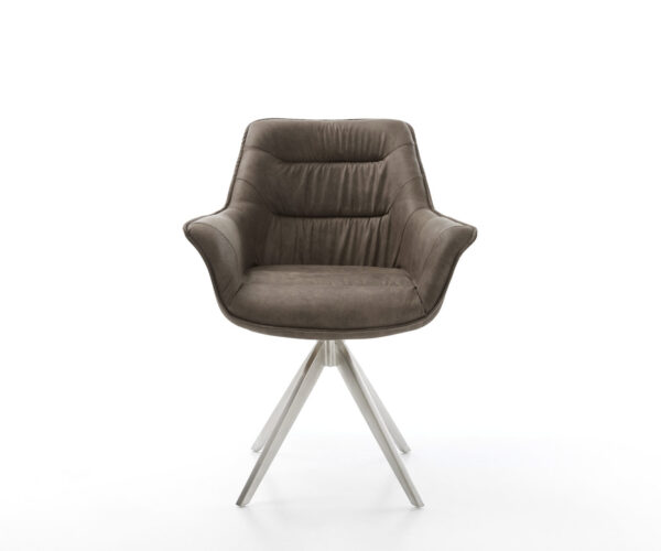 Otočná židle Kaira-Flex taupe vintage křížová podnož hranatá nerezová ocel - Image 2