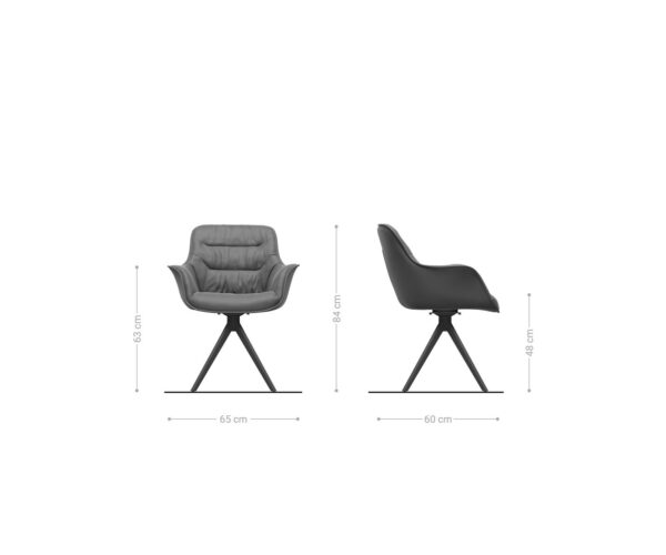 Otočná židle Kaira-Flex taupe vintage křížová podnož hranatá nerezová ocel - Image 6