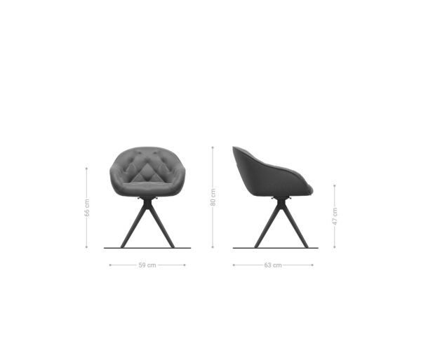Otočná židle Gaio-Flex taupe vintage křížová podnož hranatá černá - Image 6