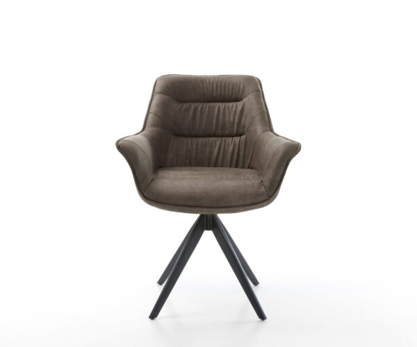 Otočná židle Kaira-Flex taupe vintage křížová podnož hranatá černá - Image 2
