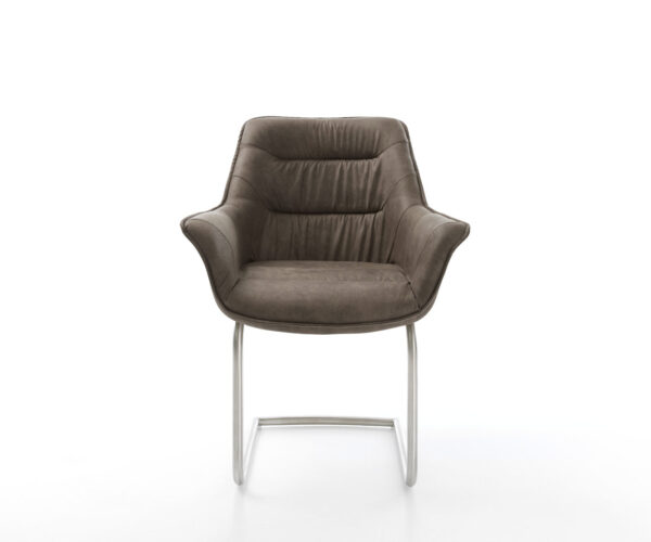 Jídelní židle Kaira-Flex taupe vintage konzolová podnož kulatá nerezová ocel - Image 2