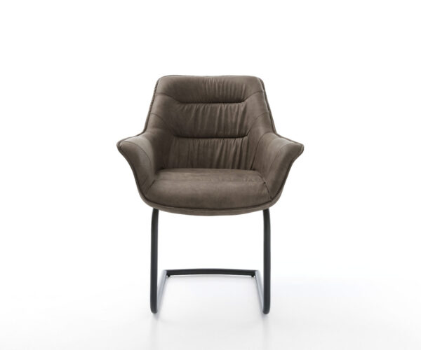 Jídelní židle Kaira-Flex taupe vintage konzolová podnož kulatá černá - Image 2