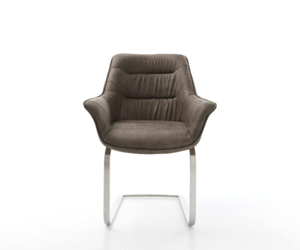Jídelní židle Kaira-Flex taupe vintage konzolová podnož plochá nerezová ocel - Image 2