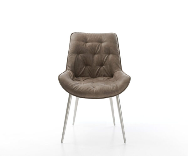 Jídelní židle Taimi-Flex taupe vintage zúžená podnož nerezová ocel - Image 2