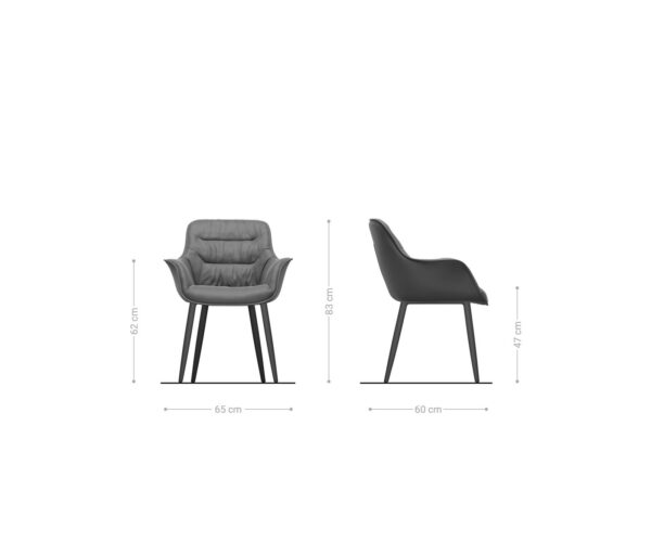 Jídelní židle Kaira-Flex antracitová vintage zúžená podnož černá - Image 6