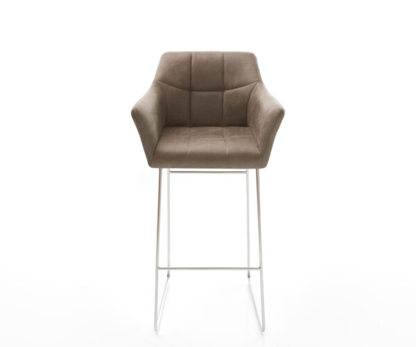 Barová židle Yulo-Flex vintage taupe tenká podnož nerezová ocel - Image 2
