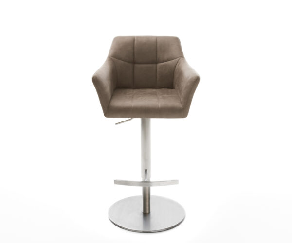 Barová židle Yulo-Flex vintage taupe otočná podnož výškově nastavitelná nerezová ocel - Image 5