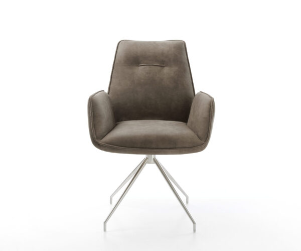 Otočná židle Zoa-Flex taupe vintage křížová podnož zúžená nerezová ocel - Image 2