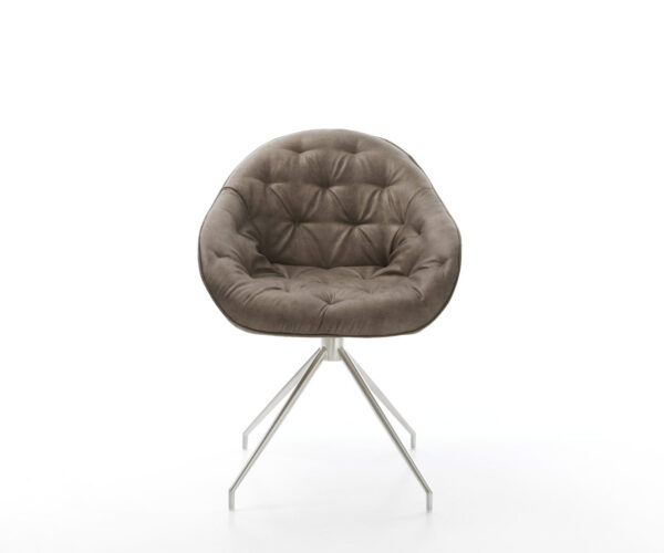 Otočná židle Gaio-Flex taupe vintage křížová podnož zúžená nerezová ocel - Image 2