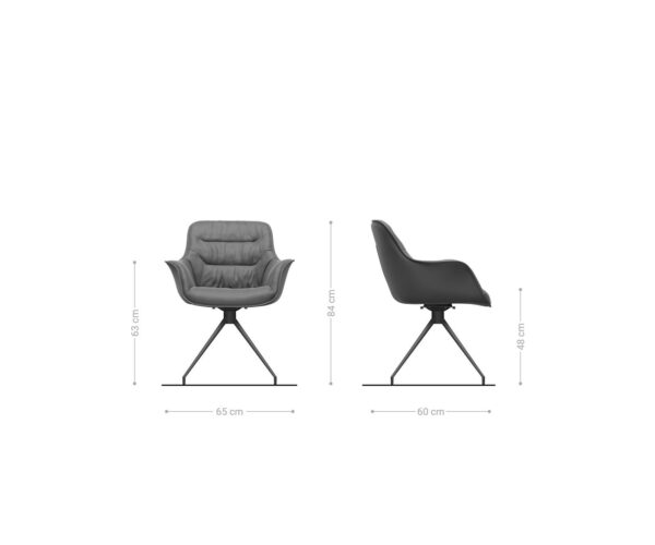 Otočná židle Kaira-Flex taupe vintage křížová podnož zúžená černá - Image 6