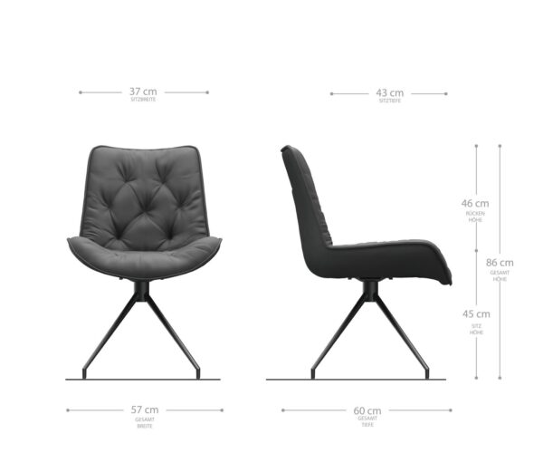 Otočná židle Taimi-Flex černá pravá kůže křížová podnož zúžená nerezová ocel - Image 6
