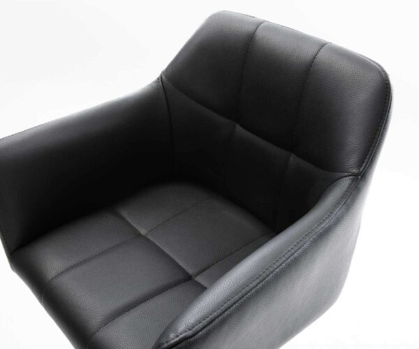 Barová židle Yulo-Flex pravá kůže černá tenká podnož nerezová ocel - Image 4