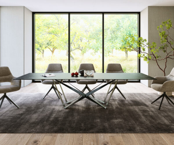 Jídelní stůl Edge 300x100cm Laminam® keramika šedá podnož plochá ocel černá - Image 2
