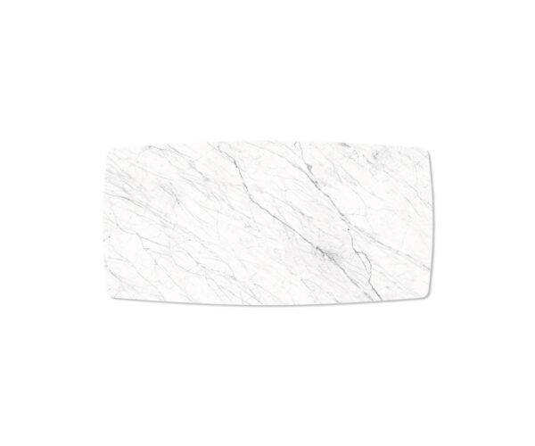 Jídelní stůl Edge zaoblená 200x100cm Laminam® keramika bílá podnož plochá ocel černá - Image 4